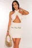 White Halter CrissCross Cut Out Ruched Dress sold by Hot Miami Styles