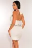 White Halter CrissCross Cut Out Ruched Dress sold by Hot Miami Styles