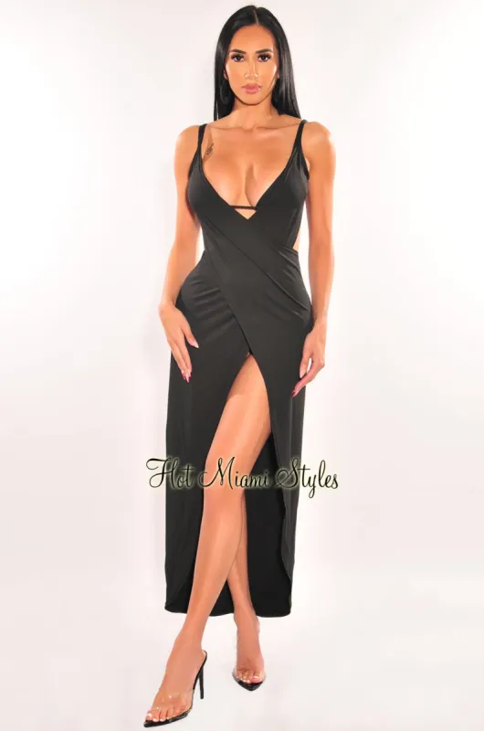 Black Overlay Wrap Around Open Back Cover Up Dress sold by Hot Miami Styles