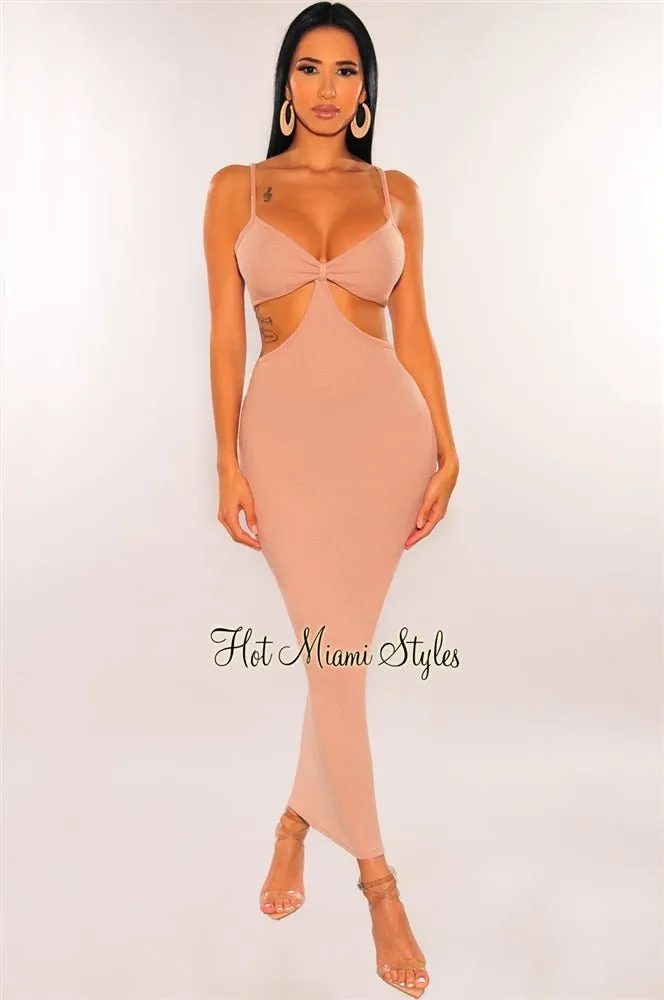 Blush Spaghetti Straps Cut Out Maxi Dress sold by Hot Miami Styles
