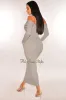 Heather Gray Ribbed Knit Long Sleeves Dress sold by Hot Miami Styles