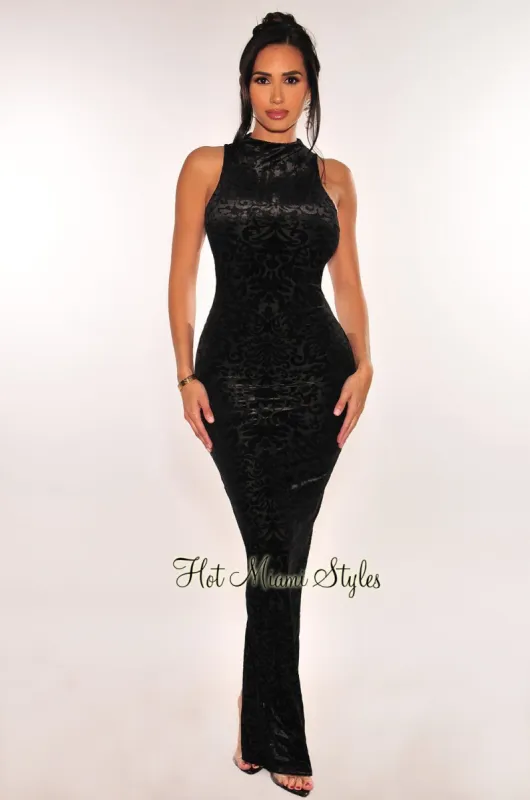 Black Victorian Velvet Sleeveless Bodycon Maxi Dress sold by Hot Miami Styles