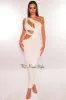 White One Shoulder Cut Out Midi Dress sold by Hot Miami Styles