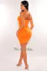 Tangerine Spaghetti Straps Knotted Cut Out Mini Dress sold by Hot Miami Styles