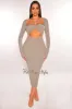 Light Gray Ribbed Long Sleeve Cut Out Dress sold by Hot Miami Styles
