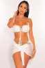 White Crochet Bandeau Lace Up Bikini Tie Up Skirt Three Piece Set Bottom sold by Hot Miami Styles