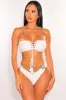 White Crochet Bandeau Lace Up Bikini Tie Up Skirt Three Piece Set Bottom sold by Hot Miami Styles