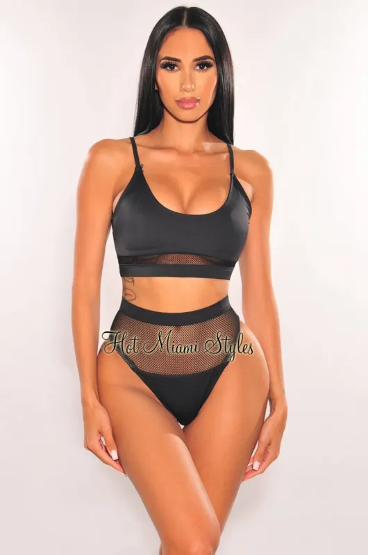 Black Fishnet High Waist Bikini sold by Hot Miami Styles