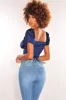 Navy Silky Knotted Cut Out Wrap Around Crop Top sold by Hot Miami Styles