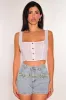 White Linen Square Neck Sleeveless Button Up Crop Top sold by Hot Miami Styles