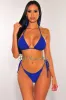 Royal Blue Ribbed Triangle Adjustable Thong Bikini Bottom sold by Hot Miami Styles