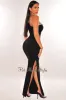 Black Ribbed One Shoulder Cut Out Slit Dress sold by Hot Miami Styles