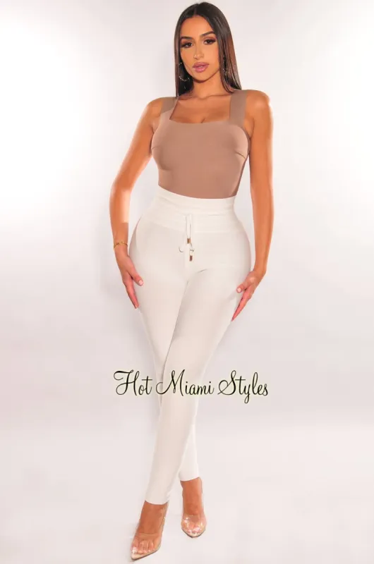 WAIST SNATCHED: White Bandage High Waist Belted Pants sold by Hot Miami Styles