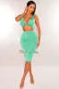 Green Sleeveless Knotted Ruched Skirt Two Piece Set sold by Hot Miami Styles