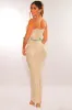 Champagne Silver Sequins Spaghetti Strap Sweetheart Maxi Dress sold by Hot Miami Styles