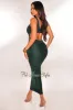 Hunter Green Sleeveless Gold Ring Cut Out Ruched Back Dress sold by Hot Miami Styles