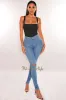 Black Silky Sleeveless Square Neck Bodysuit sold by Hot Miami Styles
