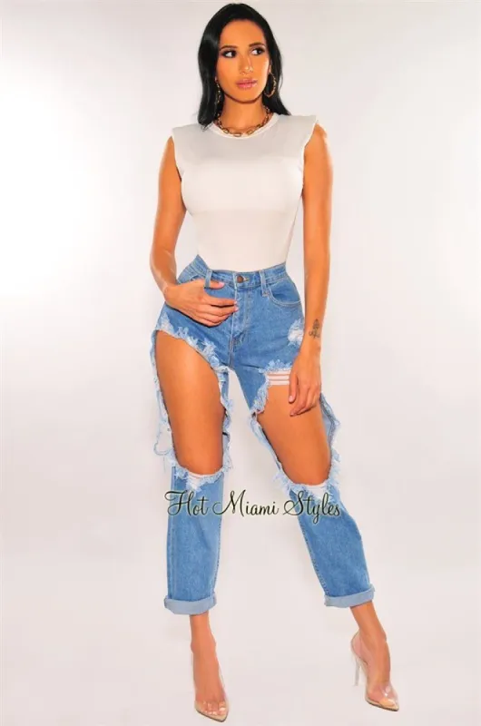 Denim Ripped Destroyed Loose Fit Jeans sold by Hot Miami Styles