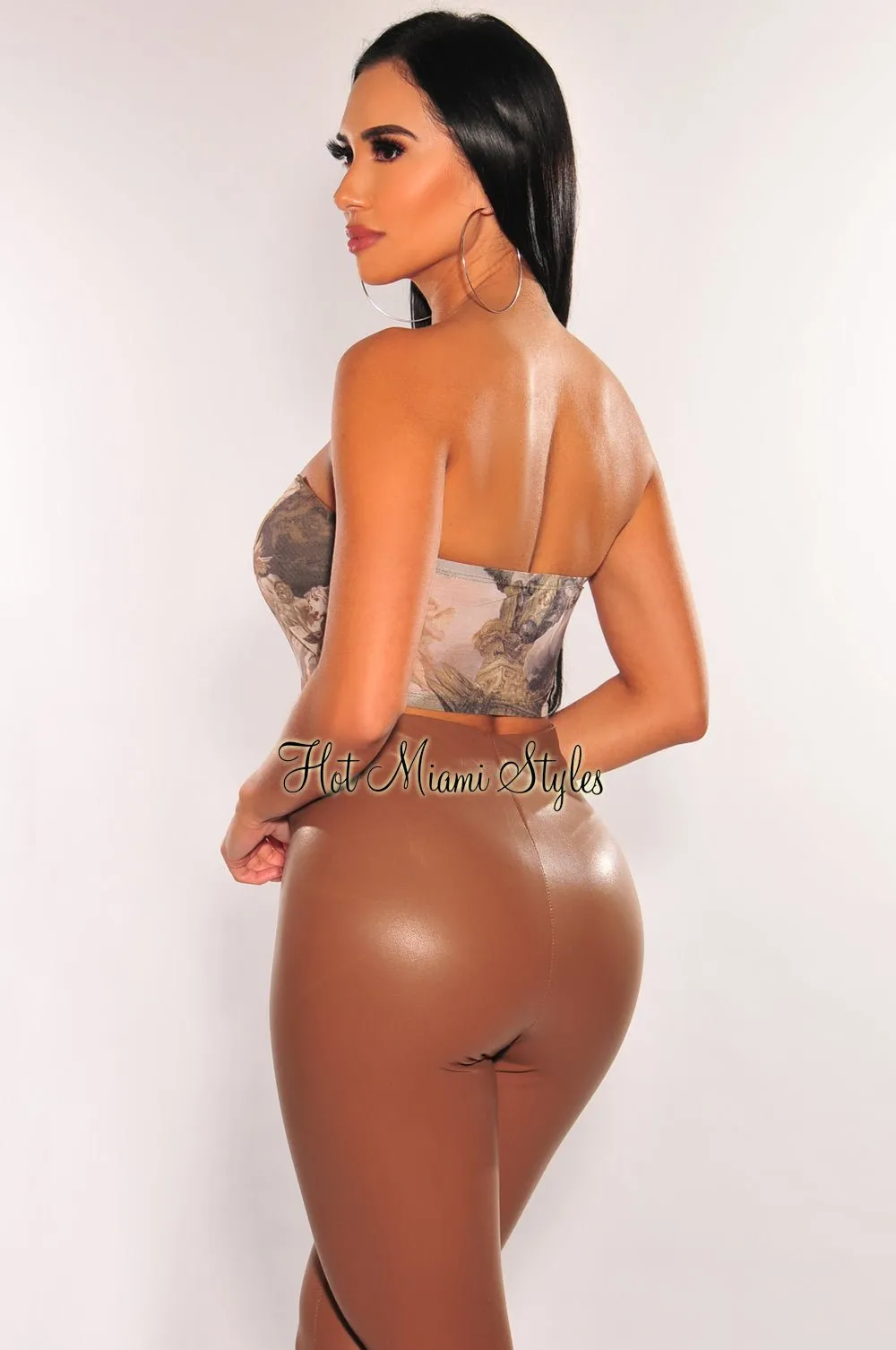 Cherub Print Mesh Strapless Boned Bustier Crop Top sold by Hot Miami Styles product image thumbnail 2