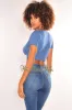 Blue Gold Chain Ribbed Lace Up Cut Out Crop Top sold by Hot Miami Styles