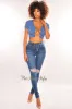 Blue Gold Chain Ribbed Lace Up Cut Out Crop Top sold by Hot Miami Styles