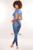 Blue Gold Chain Ribbed Lace Up Cut Out Crop Top sold by Hot Miami Styles