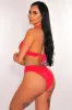 Red Halter Underwire CrissCross Tie Up Scrunch Butt Bikini Bottom sold by Hot Miami Styles