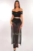 Black Sequins Sleeveless Double Slit Skirt Two Piece Set sold by Hot Miami Styles