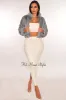 Dusty Blue Faux Fur Collared Long Sleeve Cropped Jacket sold by Hot Miami Styles