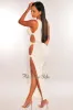 White One Shoulder Cut Out Knotted Slit Dress sold by Hot Miami Styles