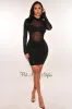 Black Mock Neck Rhinestone Mesh Long Sleeves Dress sold by Hot Miami Styles
