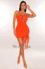 Tangerine Spaghetti Straps Lace Up Ruffle Strappy Back Mini Dress sold by Hot Miami Styles
