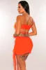 Tangerine Spaghetti Straps Lace Up Ruffle Strappy Back Mini Dress sold by Hot Miami Styles