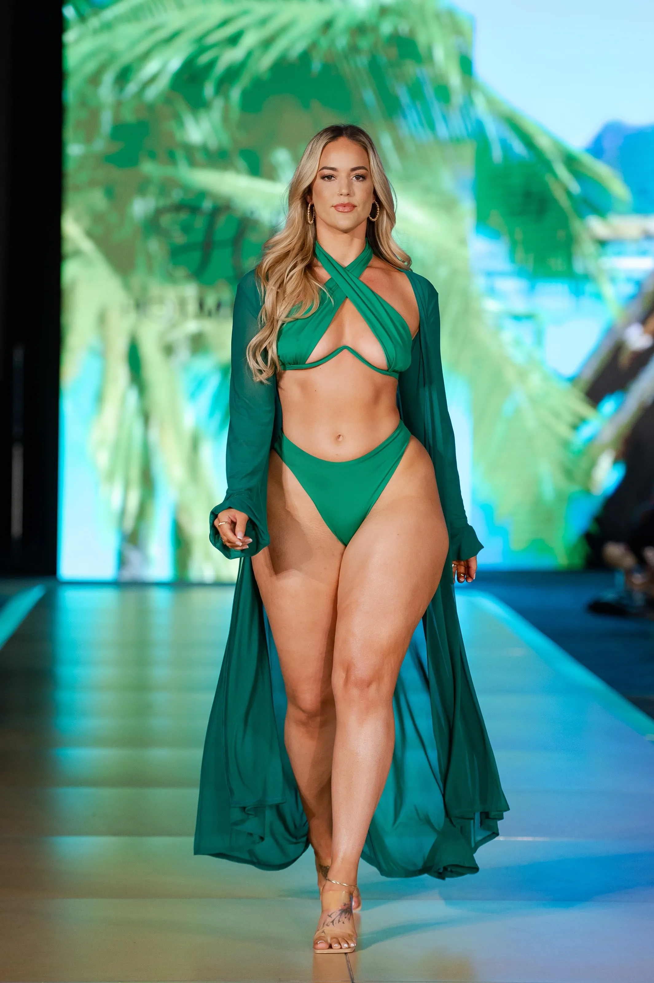 Emerald Halter Underwire CrissCross Tie Up Scrunch Butt Bikini sold by Hot Miami Styles product image thumbnail 3