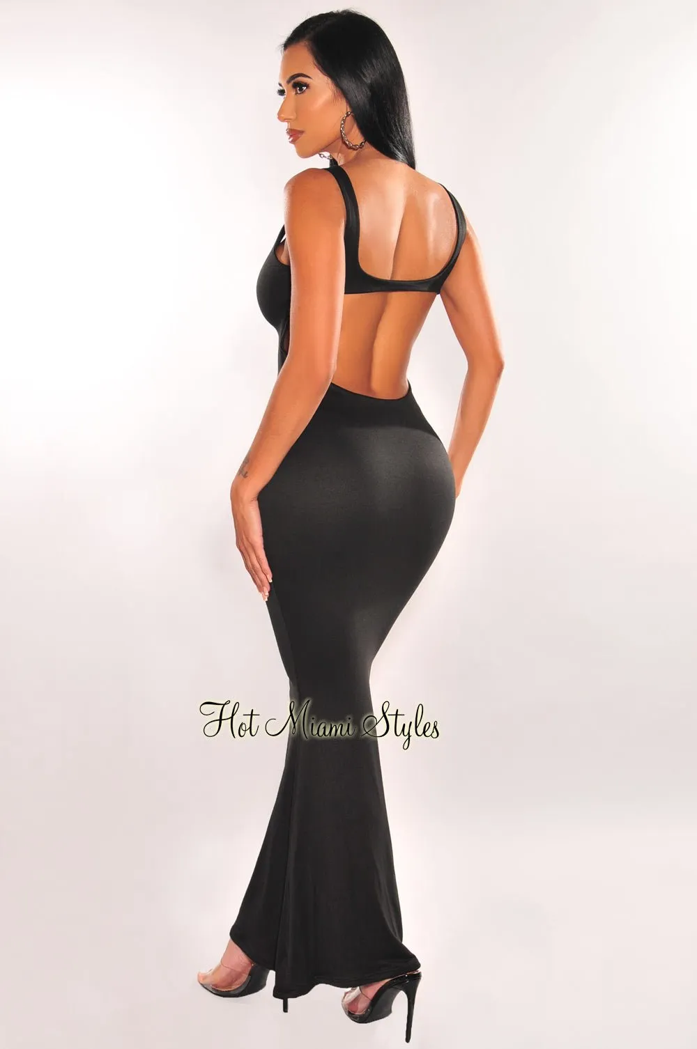 Black Sleeveless Cut Out Back Maxi Dress sold by Hot Miami Styles product image thumbnail 2