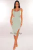 Sage Sleeveless Cut Out Slit Midi Dress sold by Hot Miami Styles