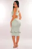 Sage Sleeveless Cut Out Slit Midi Dress sold by Hot Miami Styles