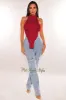Burgundy Ribbed Knit Turtleneck Sleeveless Asymmetrical Crop Top sold by Hot Miami Styles