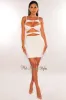 White Spaghetti Straps Knotted Cut Out Mini Dress sold by Hot Miami Styles
