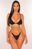 Black Triangle Top Gold Chain Scrunch Butt Bikini Bottom sold by Hot Miami Styles