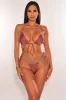 Bronze Shimmery Criss Cross Tie Up Sides Thong Bikini Bottom sold by Hot Miami Styles