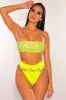 Neon Yellow Silver Rhinestone Bandeau High Waist Bikini Top sold by Hot Miami Styles