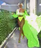 Neon Yellow Silver Rhinestone Bandeau High Waist Bikini Top sold by Hot Miami Styles