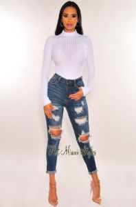 Dark Denim Distressed Butt-Lifting Skinny Jeans sold by Hot Miami Styles