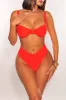 Red Underwire High Waist Ruched Cheeky Bikini sold by Hot Miami Styles