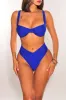 Royal Blue Underwire High Waist Ruched Cheeky Bikini sold by Hot Miami Styles