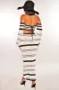 White Black Crochet Knit Long Sleeve Off Shoulder High Waist Skirt Two Piece Set sold by Hot Miami Styles