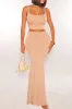 Nude Sleeveless High Waist Mermaid Skirt Two Piece Set sold by Hot Miami Styles