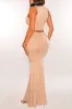 Nude Sleeveless High Waist Mermaid Skirt Two Piece Set sold by Hot Miami Styles