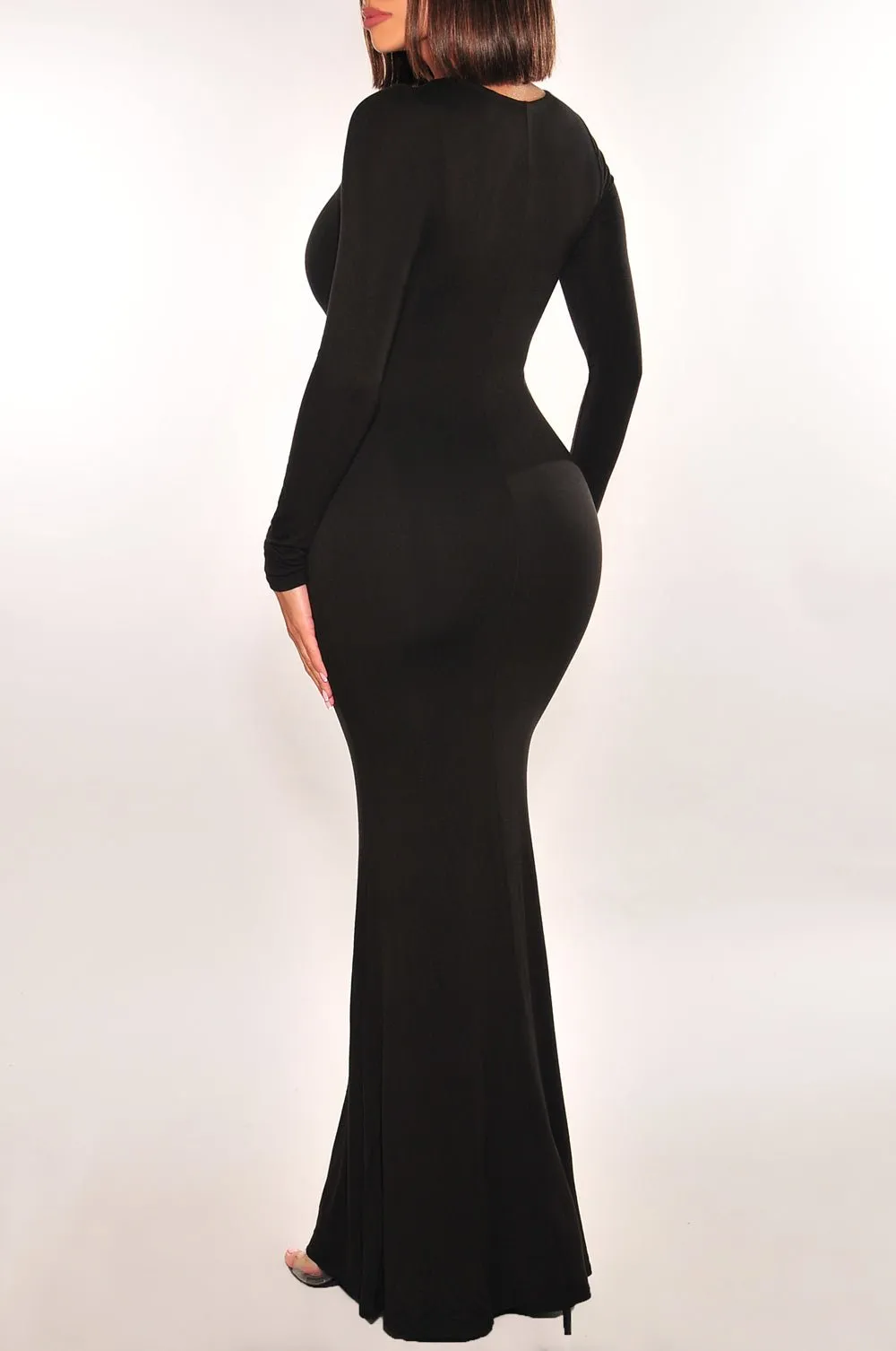 Black Long Sleeve Round Neck Mermaid Dress sold by Hot Miami Styles product image thumbnail 2
